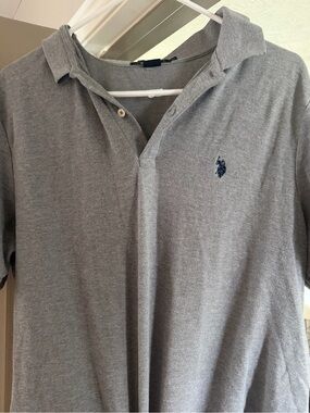 Classic Grey Ralph Lauren Polo Shirt with Embroidered Logo